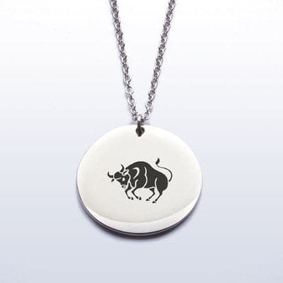 Taurus steel pendant for the tough yet caring.